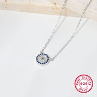Ig Style Simple Style Devil's Eye Sterling Silver Plating Inlay Turquoise Zircon White Gold Plated Pendant Necklace main image 7