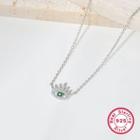 Ig Style Simple Style Devil's Eye Sterling Silver Plating Inlay Turquoise Zircon White Gold Plated Pendant Necklace sku image 2