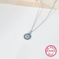 Ig Style Simple Style Devil's Eye Sterling Silver Plating Inlay Turquoise Zircon White Gold Plated Pendant Necklace main image 6