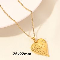 Elegant Simple Style Heart Shape Wings Stainless Steel Plating Hollow Out 18k Gold Plated Pendant Necklace sku image 7