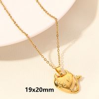 Elegant Simple Style Heart Shape Wings Stainless Steel Plating Hollow Out 18k Gold Plated Pendant Necklace sku image 9
