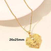 Elegant Simple Style Heart Shape Wings Stainless Steel Plating Hollow Out 18k Gold Plated Pendant Necklace sku image 11