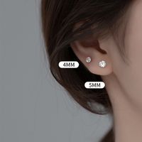 3 Pieces Simple Style Shiny Solid Color Plating Inlay 304 Stainless Steel Zircon 14K Gold Plated Ear Studs main image 4