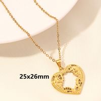 Elegant Simple Style Heart Shape Wings Stainless Steel Plating Hollow Out 18k Gold Plated Pendant Necklace sku image 15