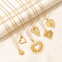 Elegant Simple Style Heart Shape Stainless Steel Plating Hollow Out 18k Gold Plated Pendant Necklace main image 2