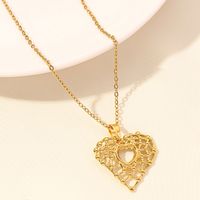 Elegant Simple Style Heart Shape Stainless Steel Plating Hollow Out 18k Gold Plated Pendant Necklace main image 6