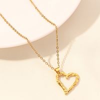 Elegant Simple Style Heart Shape Stainless Steel Plating Hollow Out 18k Gold Plated Pendant Necklace main image 4