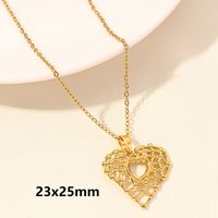 Elegant Simple Style Heart Shape Stainless Steel Plating Hollow Out 18k Gold Plated Pendant Necklace sku image 7
