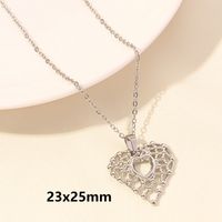 Elegant Simple Style Heart Shape Stainless Steel Plating Hollow Out 18k Gold Plated Pendant Necklace sku image 1