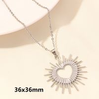 Elegant Simple Style Heart Shape Stainless Steel Plating Hollow Out 18k Gold Plated Pendant Necklace sku image 4