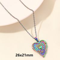 Elegant Simple Style Heart Shape Stainless Steel Plating Hollow Out 18k Gold Plated Pendant Necklace sku image 16