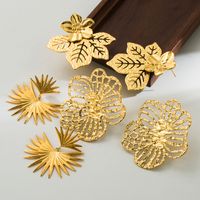 1 Pair Simple Style Leaves Solid Color Flower Plating Hollow Out Stainless Steel 18k Gold Plated Drop Earrings Ear Studs main image 1