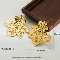 1 Pair Simple Style Leaves Solid Color Flower Plating Hollow Out Stainless Steel 18k Gold Plated Drop Earrings Ear Studs sku image 3