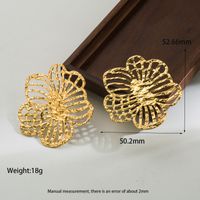 1 Pair Simple Style Leaves Solid Color Flower Plating Hollow Out Stainless Steel 18k Gold Plated Drop Earrings Ear Studs sku image 1
