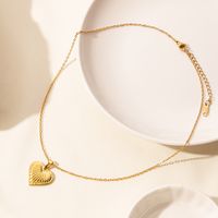 Elegant Simple Style Heart Shape Stainless Steel Plating 18k Gold Plated Pendant Necklace main image 8