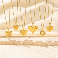 Elegant Simple Style Heart Shape Stainless Steel Plating Hollow Out 18k Gold Plated Pendant Necklace main image 1
