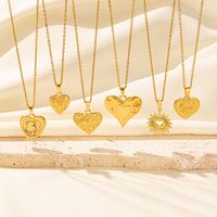 Elegant Simple Style Heart Shape Stainless Steel Plating Hollow Out 18k Gold Plated Pendant Necklace main image 11