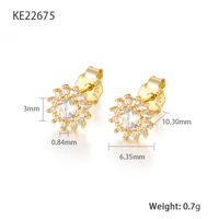 1 Pair Simple Style Sunflower Plating Inlay Sterling Silver Zircon 18k Gold Plated Ear Studs sku image 1