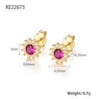 1 Pair Simple Style Sunflower Plating Inlay Sterling Silver Zircon 18k Gold Plated Ear Studs sku image 2