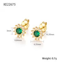1 Pair Simple Style Sunflower Plating Inlay Sterling Silver Zircon 18k Gold Plated Ear Studs sku image 3