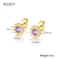 1 Pair Simple Style Sunflower Plating Inlay Sterling Silver Zircon 18k Gold Plated Ear Studs main image 2