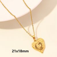 Elegant Simple Style Heart Shape Stainless Steel Plating Hollow Out 18k Gold Plated Pendant Necklace sku image 9