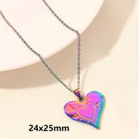 Elegant Simple Style Heart Shape Stainless Steel Plating Hollow Out 18k Gold Plated Pendant Necklace sku image 12