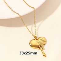 Simple Style Heart Shape Stainless Steel Plating 18k Gold Plated Pendant Necklace sku image 11