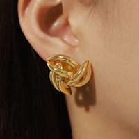 1 Pair Casual Simple Style Commute Solid Color Plating Hollow Out Copper 18k Gold Plated Ear Studs main image 3