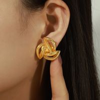 1 Pair Casual Simple Style Commute Solid Color Plating Hollow Out Copper 18k Gold Plated Ear Studs main image 4