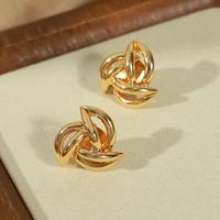 1 Pair Casual Simple Style Commute Solid Color Plating Hollow Out Copper 18k Gold Plated Ear Studs main image 5