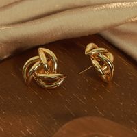 1 Pair Casual Simple Style Commute Solid Color Plating Hollow Out Copper 18k Gold Plated Ear Studs main image 8