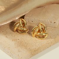 1 Pair Casual Simple Style Commute Solid Color Plating Hollow Out Copper 18k Gold Plated Ear Studs main image 6
