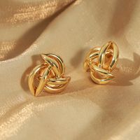 1 Pair Casual Simple Style Commute Solid Color Plating Hollow Out Copper 18k Gold Plated Ear Studs main image 1