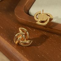 1 Pair Casual Simple Style Commute Solid Color Plating Hollow Out Copper 18k Gold Plated Ear Studs main image 7