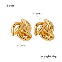 1 Pair Casual Simple Style Commute Solid Color Plating Hollow Out Copper 18k Gold Plated Ear Studs main image 2