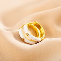 1 Pair Simple Style Round Enamel Plating Inlay Copper Zircon 18k Gold Plated Earrings main image 9