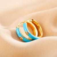 1 Pair Simple Style Round Enamel Plating Inlay Copper Zircon 18k Gold Plated Earrings sku image 4