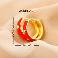 1 Pair Simple Style Round Enamel Plating Inlay Copper Zircon 18k Gold Plated Earrings main image 2