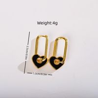 1 Pair Simple Style Heart Shape Enamel Plating Copper 18k Gold Plated Drop Earrings main image 2