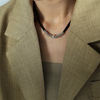 Cute Simple Style Round Agate Titanium Steel Necklace In Bulk main image 4