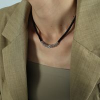 Cute Simple Style Round Agate Titanium Steel Necklace In Bulk sku image 1