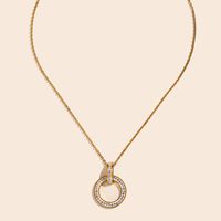 Elegant Luxurious Circle Stainless Steel Hollow Out Zircon Pendant Necklace main image 1