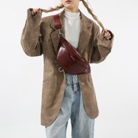 Women's Pu Leather Solid Color Vintage Style Classic Style Sewing Thread Dumpling Shape Zipper Crossbody Bag main image 4