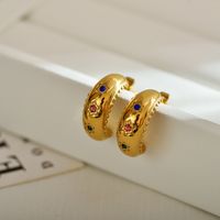 1 Pair Simple Style C Shape Star Plating Inlay Stainless Steel Zircon 18k Gold Plated Ear Studs sku image 1