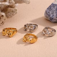 Simple Style Classic Style Letter Heart Shape Solid Color Stainless Steel Plating 18k Gold Plated Rings main image 1