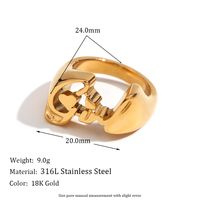 Simple Style Classic Style Letter Heart Shape Solid Color Stainless Steel Plating 18k Gold Plated Rings sku image 10