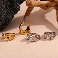 Simple Style Classic Style Letter Heart Shape Solid Color Stainless Steel Plating 18k Gold Plated Rings main image 3