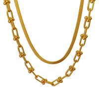 Simple Style Solid Color Chain Titanium Steel Plating 18k Gold Plated Necklace main image 5