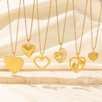 Elegant Simple Style Human Heart Shape Stainless Steel Plating Hollow Out 18k Gold Plated Pendant Necklace main image 1
